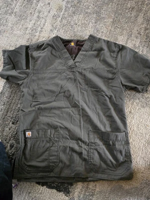 Рубашка мужская Carhartt Ripstop Utility скраб топ S зеленая с двумя качелями сзади кокетка с v-образным вырезом - Изображение 1 из 3