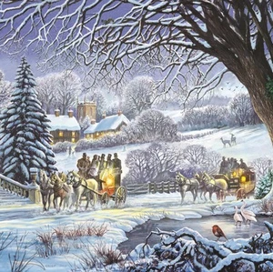 Wooden Jigsaw Puzzles For Adults - Winter Carriages - 200 Piece Jigsaw Puzzle - Picture 1 of 6