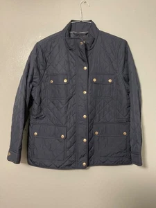 TALBOTS Navy Quilted Mid Length Barn Jacket Size X Large Petite NWT - Picture 1 of 3