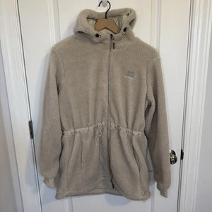 New Balance Women’s Beige Sherpa Fleece Zip-Up Jacket Size Medium Teddy Bear - Picture 1 of 6