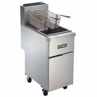 Patriot PT-F4-NG 45-50 lb. Commercial Stainless Steel Natural Gas Floor Fryer - Image 1 of 4
