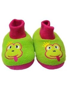 Toddler Girls Green Frog Pink Slippers Loafer House Shoes Animal Slippers - Picture 1 of 1