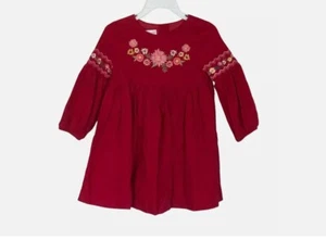 BONNIE JEAN Little Girl Embroidered Long Sleeve Corduroy Dress Burgundy NWT $68 - Picture 1 of 4