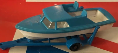 Matchbox Lesney #9 Blue Sports Cabin Boat & Trailer 1967 - Image 1 of 3