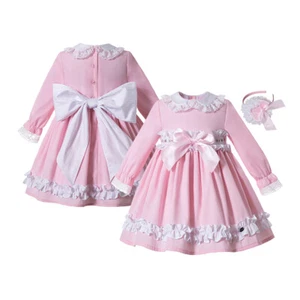 Kids Girls Autumn Dress With Matching Headband Princess Bridesmaid Party Pageant - Picture 1 of 12