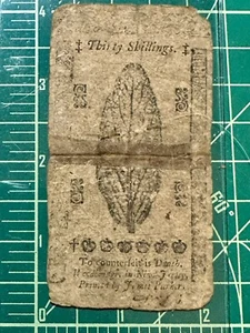 1758 Thirty Shillings New Jersey NJ Colonial Currency Bank Note Bill 30s - Picture 1 of 6