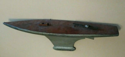Large Vintage Antique wood and metal pond yacht sailing boat hollow hull w/ keel - Image 1 of 4