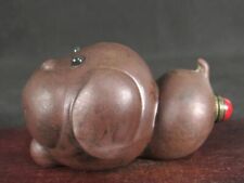 Chinese Pig Carved Yixing Zisha Redware Pottery Snuff Bottle