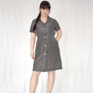 nass glänzende DEDERON Kittelschürze* M (42) m88 * DDR VEB Retro Vintage Kleid