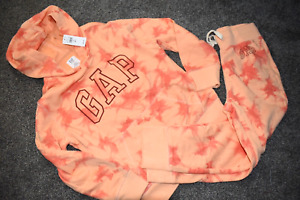 E7 NWT Boys S 6/7 GAP Orange Tie Dye Sweatsuit Hoodie Sweatshirt Sweatpants Set