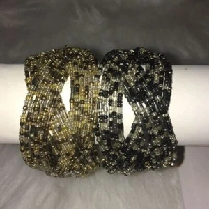 Lote de 2 pulseras de puño con cuentas ajustables - Imagen 1 de 7