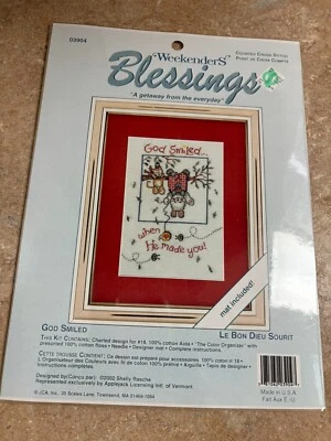 Bendiciones de fin de semana "DIOS SONRIÓ" patrón de punto de cruz contado Foto 1 de 2