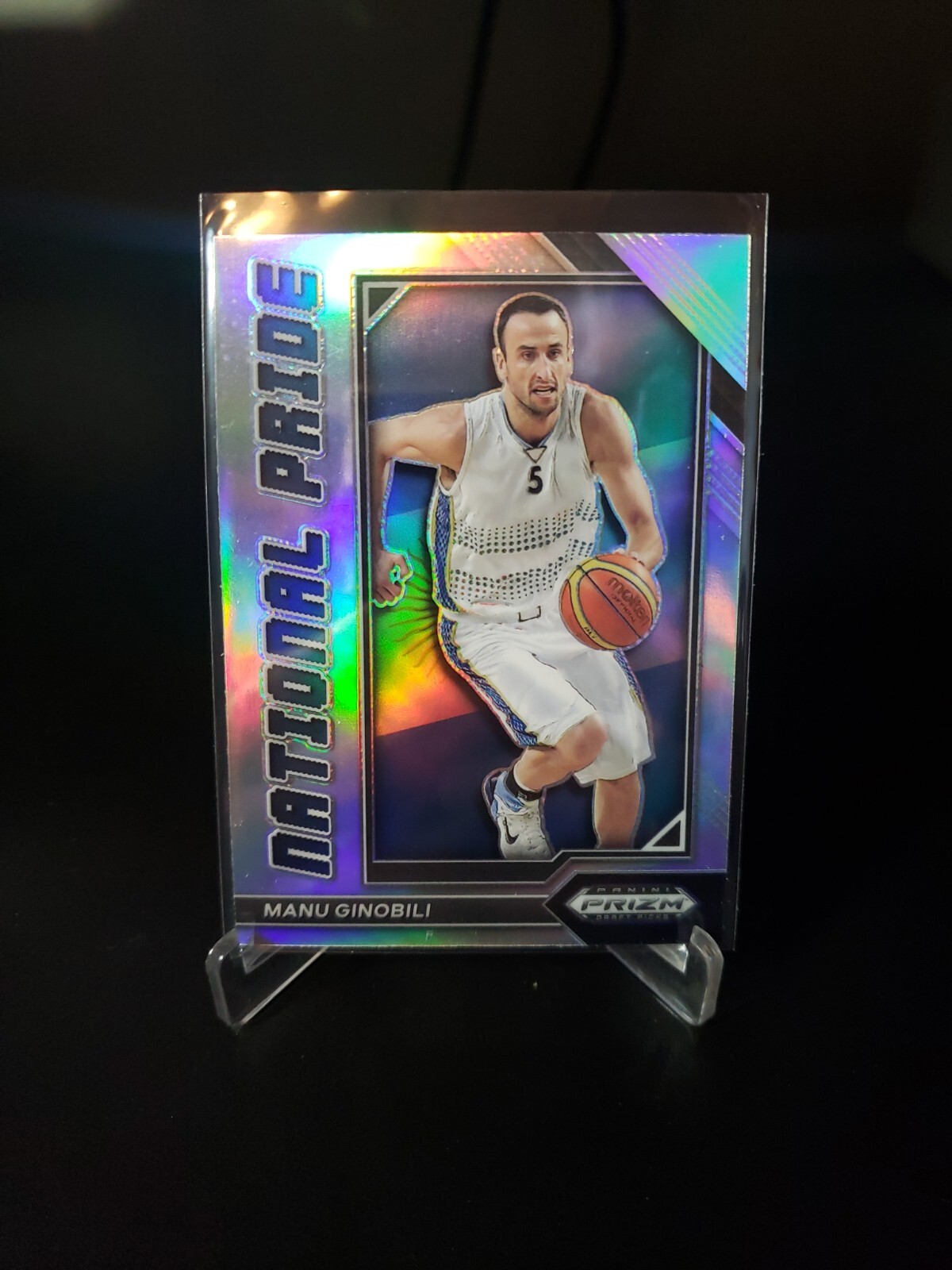 Manu Ginobili 2023-24 Prizm Draft National Pride Silver Prizm Case Hit. Spurs