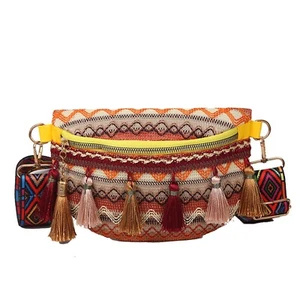 Mujer Bolso Cintura Festival Folclórico Verano Estilo Correa Ajustable Color Variegado - Imagen 1 de 15