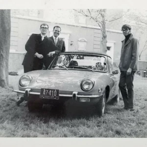 Vintage Snapshot Photograph Fiat Sports Car And Handsome Men - Picture 1 of 6