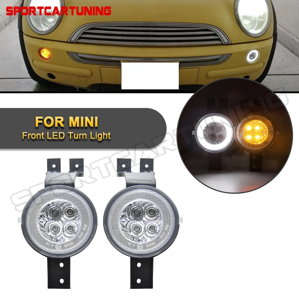 2x Amber/White LED Halo Turn Signal Light DRL Lamps For Mini Cooper R50 R52 R53 - Image 1 of 4