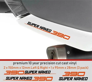 Calcomanía adhesiva SUPER NAKED 390 vinilo premium 10 años FIT KTM R DUKE NO OEM - Imagen 1 de 4