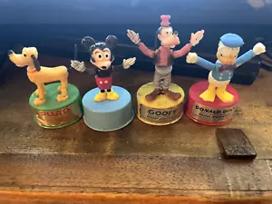 VINTAGE TOPOLINO PLUTO GOOFY DONALD ANATRA Disney Kohner Mini Burattini Pulsante - Foto 1 di 14