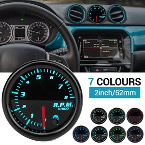 2 inch 52mm Electrical Tachometer Gauge for 0-8(x1000) RPM 7 Color LED Display - Picture 1 of 8
