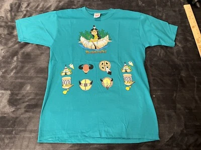 #3 VINTAGE 90'S JERZEES T-SHIRT POCAHONTAS W/ NATIVE AMERICAN ITEMS SZ M MEDIUM - Image 1 of 4