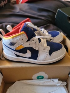 Jordan 1 Mid White Deep Royal Blue for 