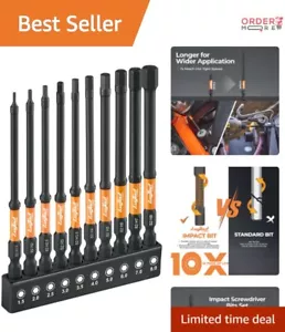 10-Piece Metric Allen Wrench Drill Bit Set with Magnetic Tips for Impact Drivers - Picture 1 of 8