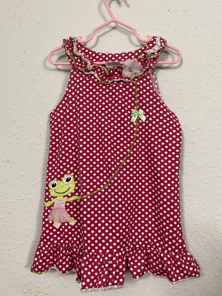 Vestido JUMPING BEANS Niña Talla 6T Lunares ROSA RANA 100% Algodón AJUSTADO Y ACAMPANADO Foto 1 de 4