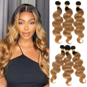 Body Wave Brazilian Hair Bundles 1B/27 Blonde Remy Echthaar Weft Extensions - Bild 1 von 7