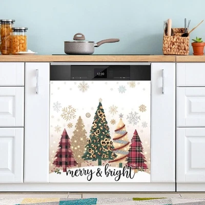 Merry Christmas Tree Dishwasher Stickers Magnetic Cover Winter Snowflake Xmas... - Image 1 of 4