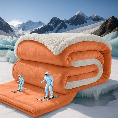 Extra Warm Winter Sherpa Blanket Faux Fur Fleece Throw For Cold Weather Bedding - Image 1 of 4
