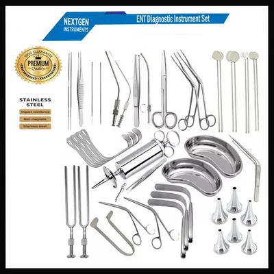 Juego de instrumentos de diagnóstico otorrinolaringológico - Kit de examen de oído, nariz, garganta y cuello - 39 piezas Foto 1 de 4