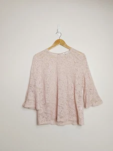 Shilla Pale Pink 3/4 Sleeve Lace Flared Sleeve Top Size XL EUC - Bild 1 von 6