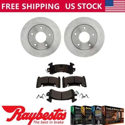 Front Brake Rotors + Ceramic Brake Pads & Hardware For 1979-1985 Buick Riviera - Image 1 of 4