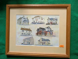 Brian Wilkinson Print Of Sheffield Public Houses Mounted &Framed In Pine Wood. - Picture 1 of 1