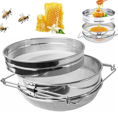 Doppelschicht Edelstahl Honigsieb mit Teleskopgriff für reine Honigfiltration - Bild 1 von 4