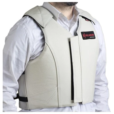Chaleco de equitación HILASON Safety Bull cuero protector blanco | ecuestre unisex Foto 1 de 4