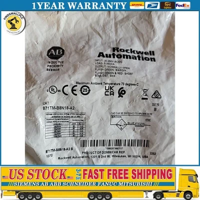 NEW 871TM-B8N18-A2 Proximity Sensor 8mm Distance 871TMB8N18A2 US Free Tax - Image 1 of 4