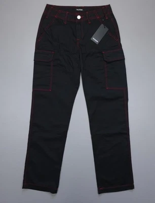 True Religion Jeans Cargo Pants Jet Black / TR-V Red Pockets Relaxed 108335 - Image 1 of 4
