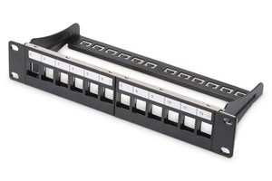 Modułowy panel krosowy DIGITUS - 12 portów - 10-calowy montaż w szafie 1U - moduł keystone - Zdjęcie 1 z 6