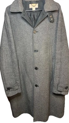 H&M Tweed Style Trench Overcoat Jacket Gray Wool Blend Mens Size 46R - Image 1 of 4