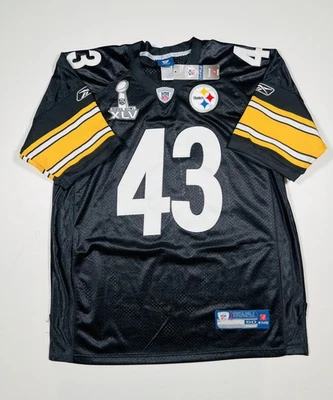 Camiseta de los Pittsburgh Steelers para hombre 50 NFL Fútbol Super Bowl XLV Polamalu Reebok Foto 1 de 4