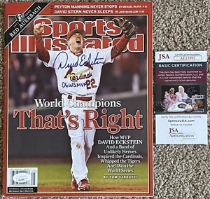 David Eckstein Autographed w/ 06 WS MVP Insc Sports Illustrated No Label JSA COA - Picture 1 of 5