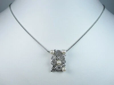 Colgante Nina Ricci chapado en rodio con cristales y perlas de Swarovski - 16-18" 2151 Foto 1 de 4