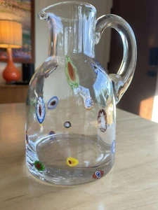 Murano Italy Leonardo Millefiori Art Glass Pitcher ~ Vintage Italian - Picture 1 of 18