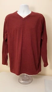 Cactus Men's Pullover Top, Size Large, Maroon, Slight V-Neck, Cotton Blend - Picture 1 of 8
