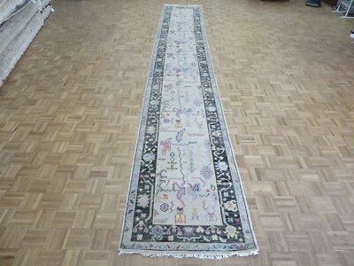 3 x 19'10 Runner Hand Knotted Ivory Turkish Knotted Oushak Oriental Rug G8569 - Image 1 of 4