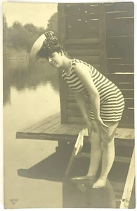 Original 1900s Dutch? Photo Postcard Swimwear, BNK, #32681/1 (U2) - Picture 1 of 2