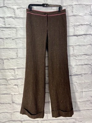 Pantalones vintage Lilly Pulitzer para mujer 8 marrón mezcla de lana rosa a rayas Foto 1 de 4