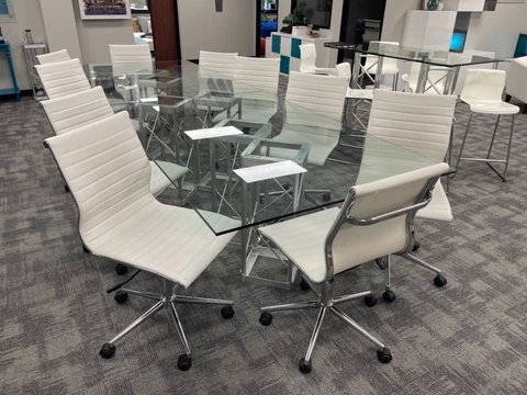 Custom 8ft Glass Modern Contemporary Confrence Table Cover