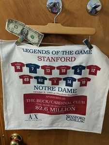 Banner de juego de colección 1993 Notre Dame Stanford fútbol americano Lou Holtz Bill Walsh Legends - Imagen 1 de 11